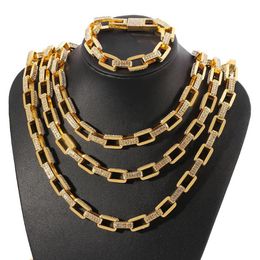 New Fashion Square Miami Cuban Chain Choker Necklace Pave Bling Rhinestone Hip Hop Necklace 18 20 24 Inch Jewelry238o