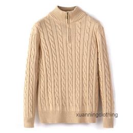 Sweater Winter Fleece Thick Half Zipper Neck Quality Knit Wool Designer Knitting Jumpers Zip Cotton Sweatshirt Asian Size H2AZ