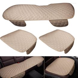 Car Seat Covers 3pcs/Set Beige Universal Front Rear Cover Mat Protector Non-Slip Chair Cushion