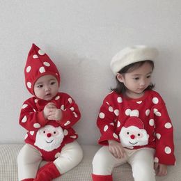 Rompers Winter Warm Baby Girls Boys Clothes Knit Romper Sweater Toddler Long Sleeve Chrismas Jumpsuit with Hat for Kid Fall Outfit 230831