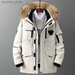 Men's Down Parkas Thicken Men's Down Jacket With Big Real Fur Collar Warm Parka -30 degrees Men Casual Waterproof Down Winter Coat Size 3XL Q230831