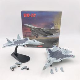 Aircraft Modle Diecast Metal Alloy 1/100 Scale Russian Su 57 SU57 Fighter Aeroplane Aircraft Model Su-57 Plane Model Toy For Collection 230830