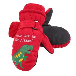 Children's Mittens Snow Gloves For Kids Girls Boy Warm Winter Dinosaur Print Gloves Waterproof Breathable Mittens For 2-8 Years 230831