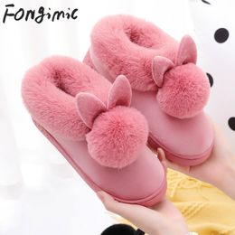 Slippers FONGIMIC For Women Winter Warm Cotton Ladies Velvet Home Floor Thick Bottom Cartoon House leisure Shoes 230831