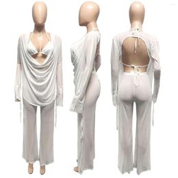 Women's Swimwear Womens Clothing Night Club Style Bikini Sheer Mesh Sexy Three Piece Suit