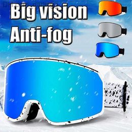 Ski Goggles Outdoor Ski Glasses Large Vision Ski Goggles Columnar Anti-Fog Ski Glasses Q230831