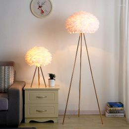Floor Lamps Nordic Creativity Tripod Feather Lamp Bedroom Bedside Living Room Home Decor Indoor Lighting Standing Table Light