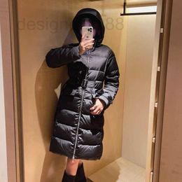Women's Down & Parkas Designer 23 Winter Long Black Slim Fit Thickened Temperament Hooded Lamb Wool Coat TJ48