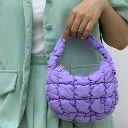 Small Pleated Puff Cloud Bag Women's Candy Colour Checker Pattern Handbag Small Versatile Bubble Handbag South Korea 230831