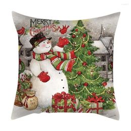 Pillow Case Christmas Cushion Cover Santa Claus Snowflake Covers Xmas Room Decor Throw Linen Navidad