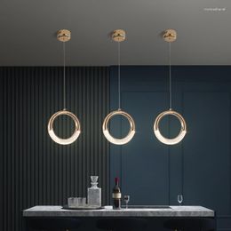 Pendant Lamps Ring Luxury LED Light For Kitchen Dining Room Coffee House Bedroom Stairs Suspension Hanging
