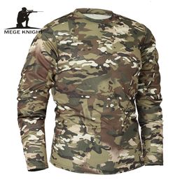 Men's T-Shirts Mege Brand Clothing Autumn Spring Men Long Sleeve Tactical Camouflage T-shirt camisa masculina Quick Dry Military Army shirt 230830