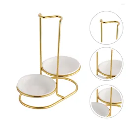 Dinnerware Sets White Stand Soup Spoon Colander Holder Tableware Supporter Metal Scoop Ceramics Kitchen Rack