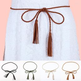 Belts Women Woven Tassel Waistband 160cm Waist Rope Thin Knitted Braided Stylish Boho Girls Dress Accessories