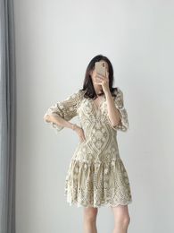 Sandro Crocheted Openwork Embroidered Ruffled Dress2023 New Fashion