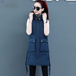 Women's Vests Est Long With Hood Outdoor Vest Down Jacket Quilted Coat Sleeveless Winter Light Weight For Women V217