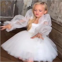 Girl Dresses Ball Dress Party Summer Simple Style Illusion Sleeves Fluffy Layer Birthday Christmas Robe De Princess