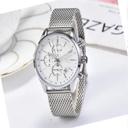 All Dials Work Mens Watches Running Stopwatch Quartz Calendar Wristwatches 42mm Stainless Steel Cool Men Watch Whole Gift295p
