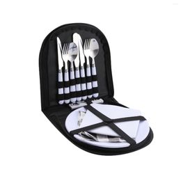 Dinnerware Sets 13pcs Outdoor Camping Cutlery Plate Set With Storage Bag Durable Portable Utensils Picnic Tableware For Two People