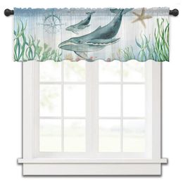 Curtain Ocean Animal Whale Starfish Shell Kitchen Small Tulle Sheer Short Bedroom Living Room Home Decor Voile Drapes