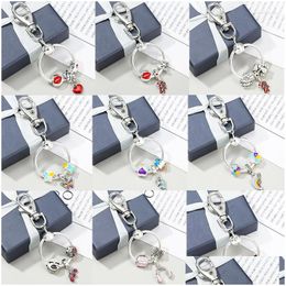 Keychains Lanyards 2023 Women Keychain Butterfly Heart Flower Sier Colour Key Ring Charm Chain Accessoreis Female Car Bag Keyring Hol Dh2Sz