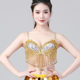 Stage Wear Sexy Belly Dance Bra Performance Top Outfits Shiny Applique Sequin Beading Fringed Dancing