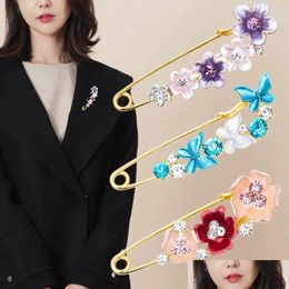 Pins Brooches Fashion Shawl Flower Brooch For Women High Quality Cor Tip Large Pins Jacket Anti-Glare Silk Scarf Buckle Jewellery Drop Dhfpb