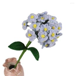 Decorative Flowers 3 Branches Artificial Light Blue Hydrangea Wedding Bouquet DIY Accessories Simulation Wool Knitted