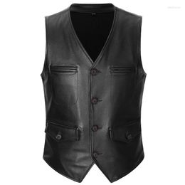 Men's Vests 2023 Arrival For Men Slim Fit Mens Cowhide Vest Male Waistcoat Casual Business Genuine Leather Sleeveless Jacket