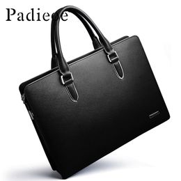 Briefcases Padieoe Men's Briefcase Genuine Leather Bag for Documents Shoulder Male Cow Skin Business Messenger 230830