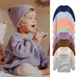 Baby Sweaters Autumn Winter Kids Boys Girls Long Sleeve Pure Color Knit Sweater Baby Kids Pullover Sweaters Clothes 2521