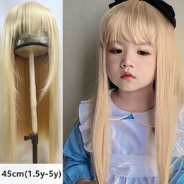 Hair Accessories Children Beige Wig Baby Blonde Hair Accessories Kids Light Golden Toupee Headwear Teenage Headhoods Little Girl Aureate Headgear 230830