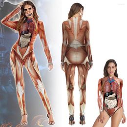 Women's Jumpsuits Woman Human Body Structure Tissue Jumpsuit Torso Anatomy Appliance Halloween Party Fancy Swimsuit Zentai Suit