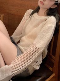 Women's Sweaters 2023 Autumn Casual Knitted Sweater Women Elegant Fur Pullover Office Lady Outwear Korean Fashion Y2k Clothing Chic Blouse