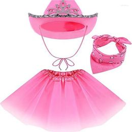 Berets 3pcs Yarn Skirt Kerchief Cowboy Hat For Summer Sunproof Carnivals Party Woman