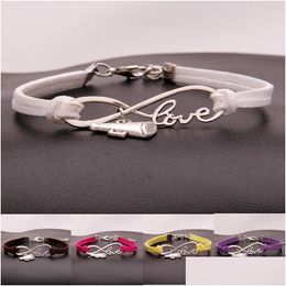 Charm Bracelets Cheer Leader Horn Wish Infinity Love Veet Rope Wrap Bangle For Women Men Luxury Sports Jewelry Gift Drop Delivery Dhysw