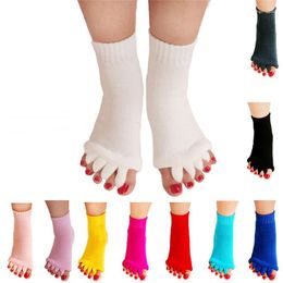 Women Socks Professional Five Toe Yoga Sock Open Breathable Anti-Slip Pilates Fitness Toeless Half Ballet Dance Finger Sox