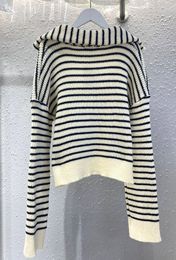Women's Sweaters Fall 2023 Sweater Temperament Navy Collar Striped 230831
