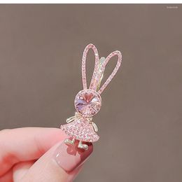 Brooches Female Fahion Simple White Pink Crystal For Women Luxury Gold Colour Alloy Animal Brooch Safety Pins