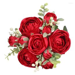 Decorative Flowers Simulation Flower Retro Silk Rose Bouquet Hydrangea 10 Head For Home Party Wedding Decoration