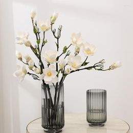 Decorative Flowers Artificial Flower White Magnolia Decoration Home Living Room Table