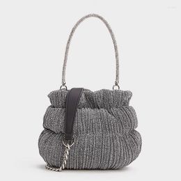 Evening Bags SUNNY BEACH Fashion Silver Bling Shiny Shoulder Handbag Casual Butcket Tote Designer Purse Drop