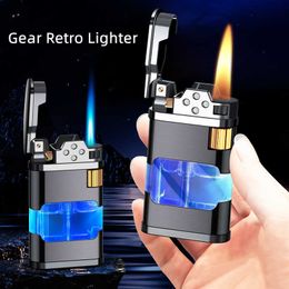 New Windproof Metal No Gas Refill Lighter Jet Torch Cigar Cigarette Flint Gear Retro Butane Smoking Accessories SYXI