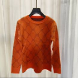 2023 Orange/Apricot/Blue Letter Print Women's Pullover Brand Same Style Women's Sweaters DH029