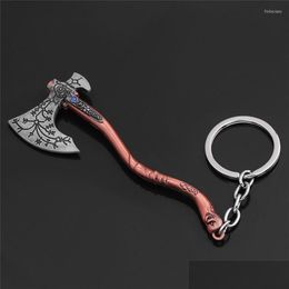 Keychains Lanyards God Of War 4 Kratos Axe Key Chain Guardian Shield Pendant Keychain For Women Men Fans Car Keyring Jewellery Drop De Dh96W