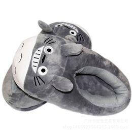 Slippers 28cm Anime My Neighbor Totoro Plush Soft Stuffed Indoor Shoes Winter Warm For Woman And Man l230830