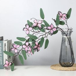 Decorative Flowers Butterfly Flower Vine Home Decor Eucalyptus Leaf Artificial Bundle Rattan For Wedding Table Garden Decoration