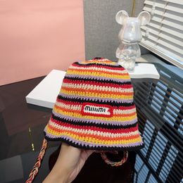 Designer luxury colourful ribbed striped knitted fisherman's hat Windproof and warm perfect for indoor and outdoor wear.