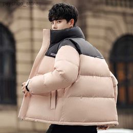 Men's Down Parkas Couple Down Jacket Men's Short 2022 Winter New Light and Thin Stand Collar Bread Jacket Youth Thick Warm Coat Q230831