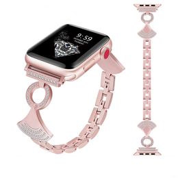 Elegant Bling Diamond Shell Strap for Apple Watch Ultra 8 7 6 5 4 SE Stainless Steel Band